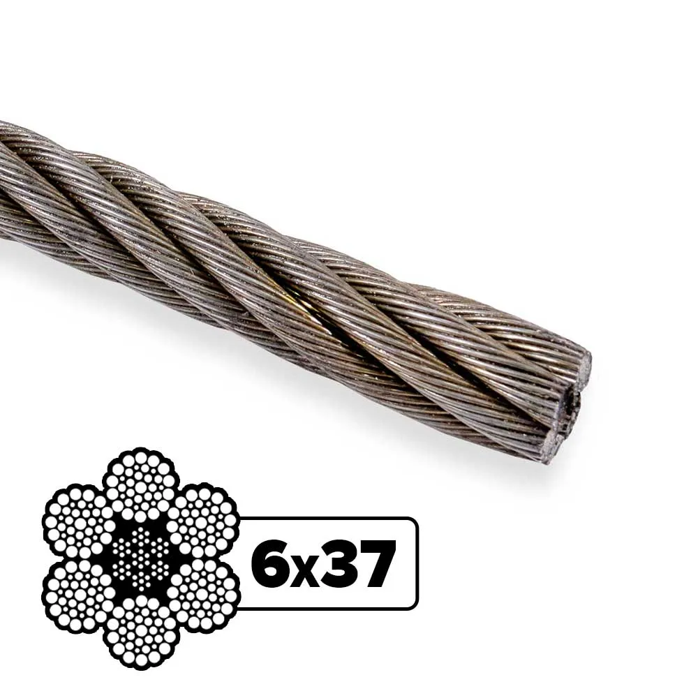 1-1/4" 6x37 Bright Wire Rope - EIPS IWRC | Linear Foot