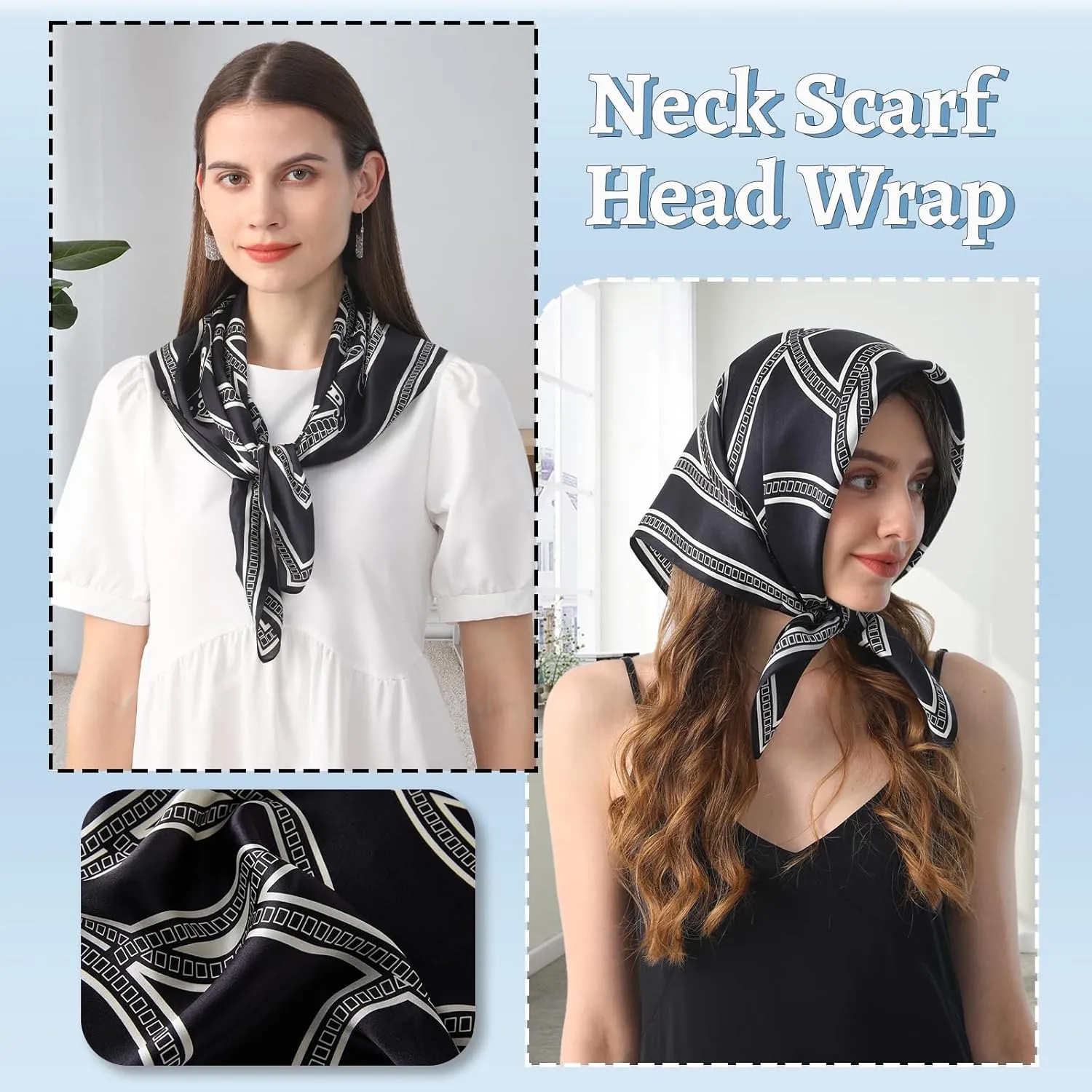 100% Mulberry Silk Square Scarf 27''x27'' Neck Scarf Hair Scarf Headscarf Bandanas for Women