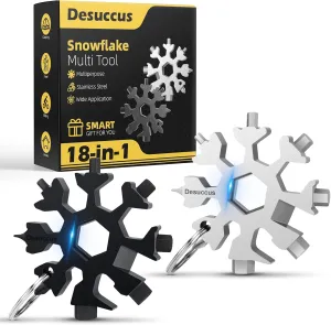 18-in-1 Snowflake Multi Tool, Stainless Steel Snowflake Bottle Opener/Flat Phillips Screwdriver Kit/Wrench, Durable and Portable to Take, Great Christmas Fathers Day Gift(Standard, 2 Pack)