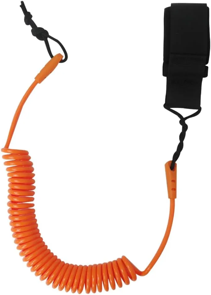 2025 New 10FT Powerful Coiled SUP Leash with 5mm Urethane Cord, Surfboard Leash Sup Leg Rope Strap Stand Up Paddleboard Leash - Orange