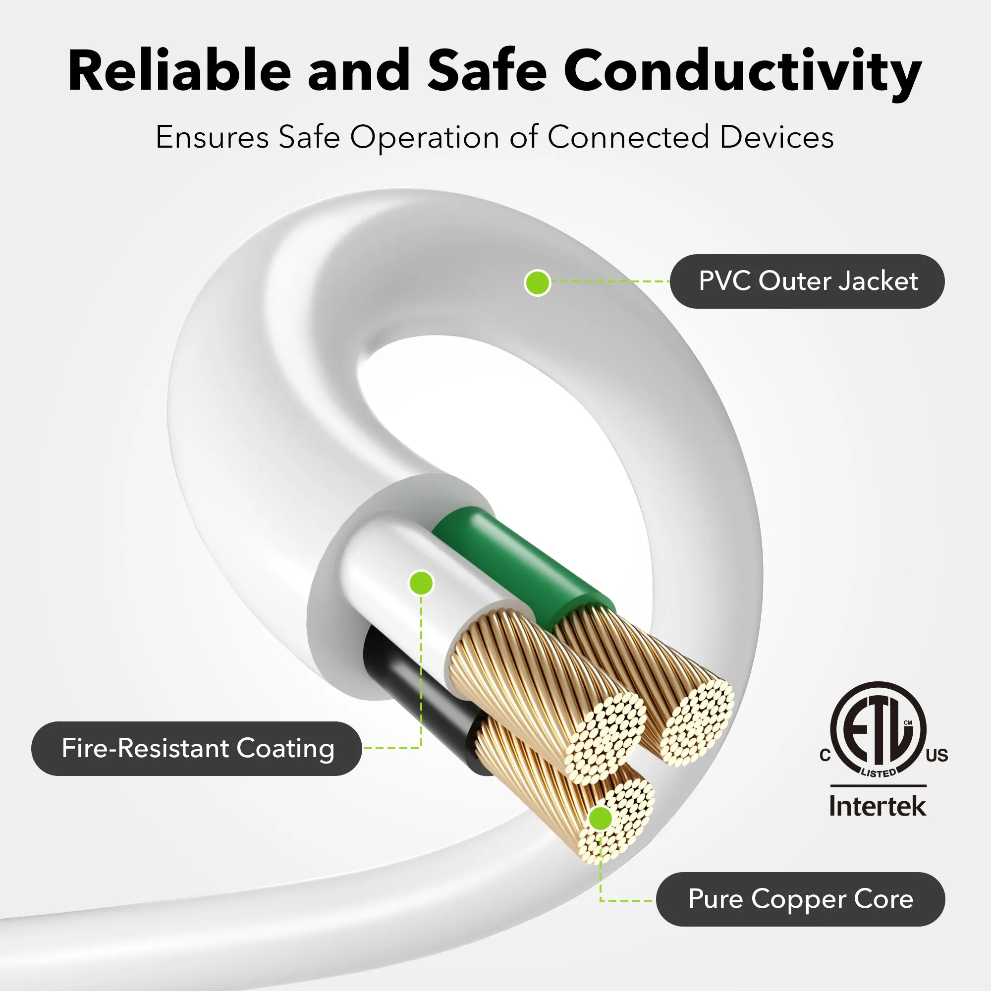 35 ft Waterproof Outdoor Extension Cord 16/3 SJTW Heavy Duty Power White Cord Bn-link