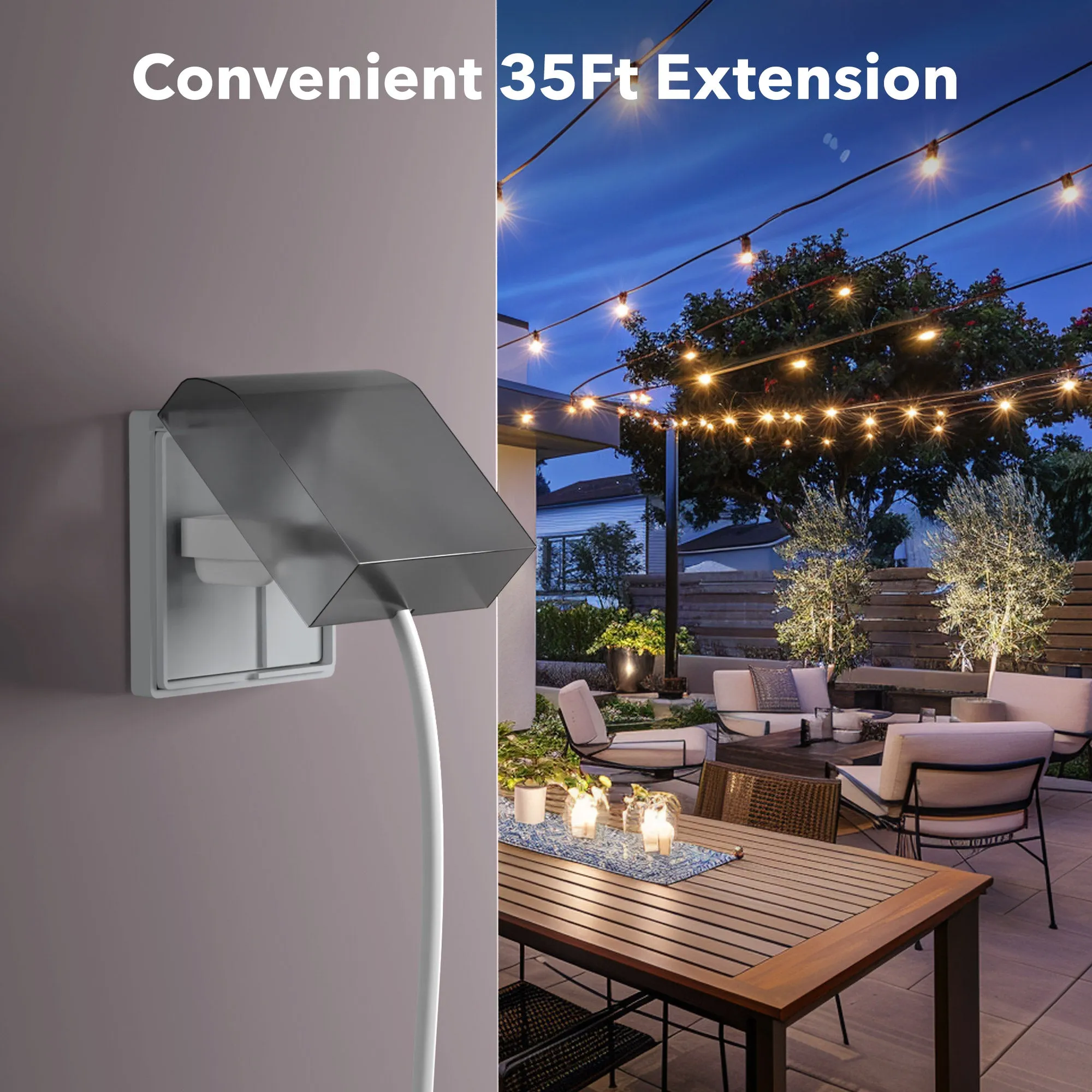 35 ft Waterproof Outdoor Extension Cord 16/3 SJTW Heavy Duty Power White Cord Bn-link