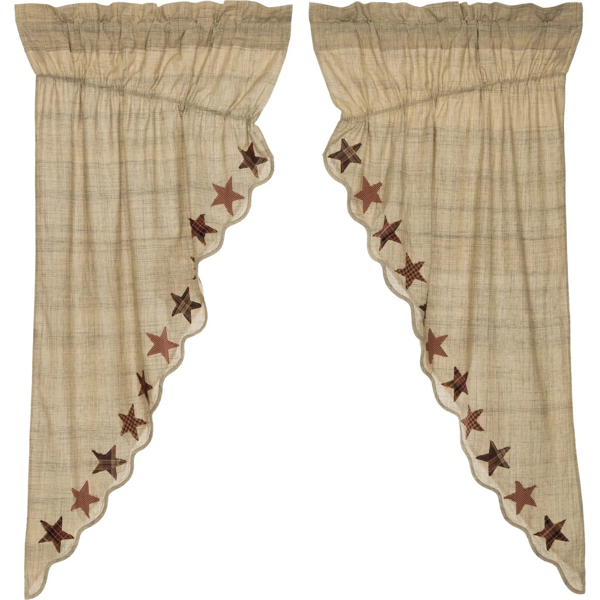 Abilene Star Scalloped Lined Prairie Curtains 63"