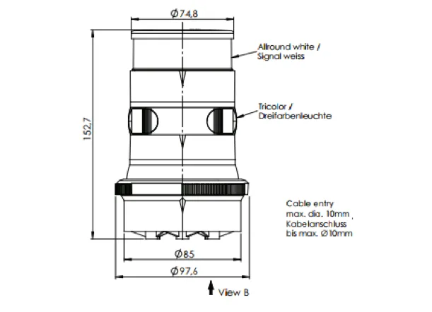 Aqua Signal Series 34 Led 12/24V Tricolour Navigation Light