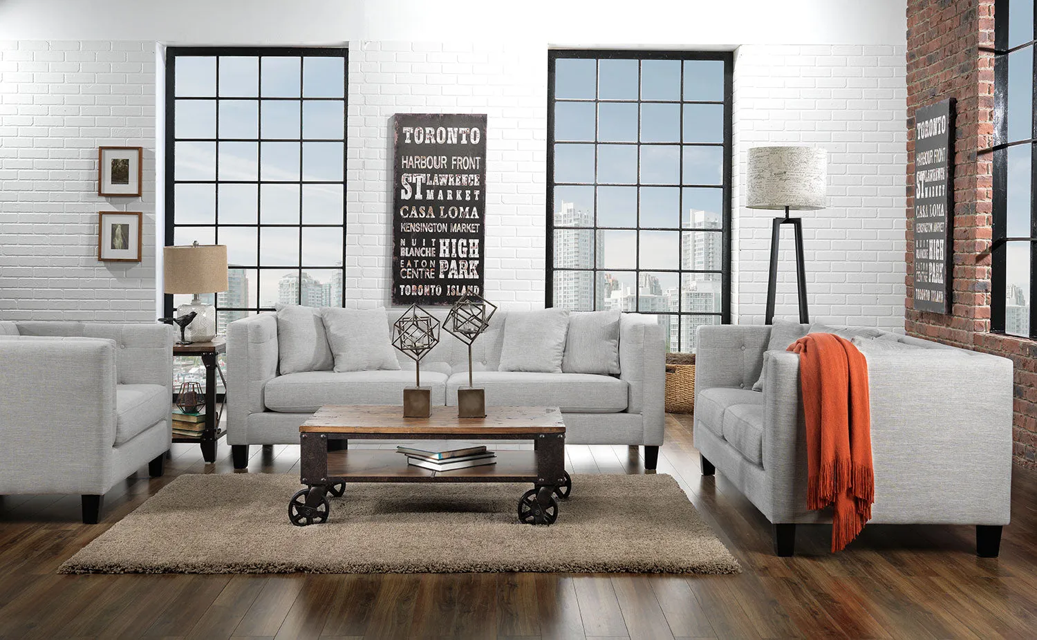 Arbor Sofa, Loveseat and Chair and a Half - Grey