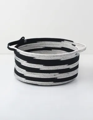 Black and White Handled Rope Basket