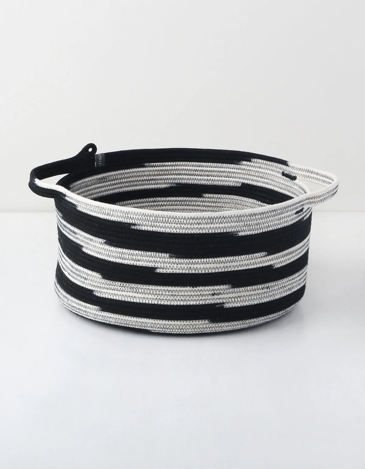 Black and White Handled Rope Basket