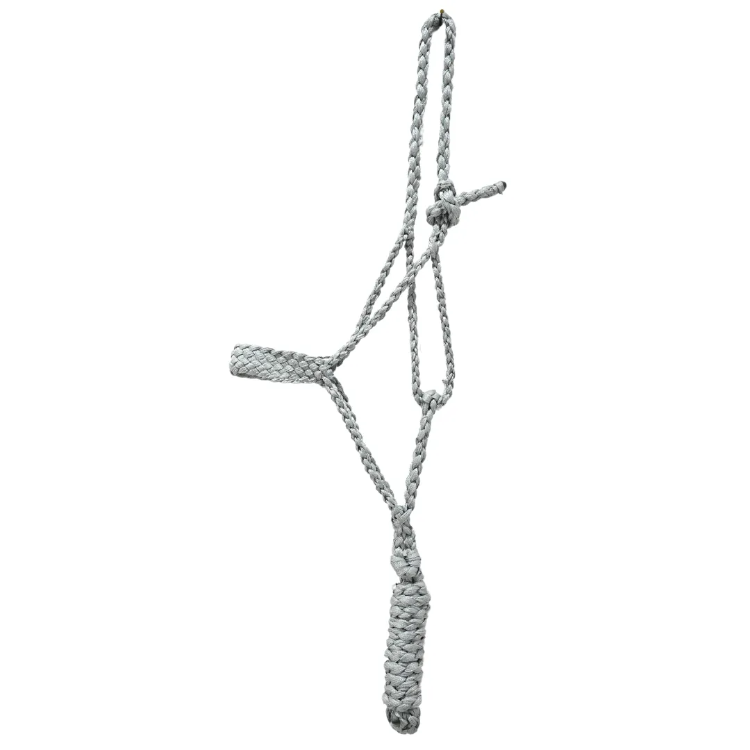 Classic Equine Braided Rope Halter with Lead- Grey