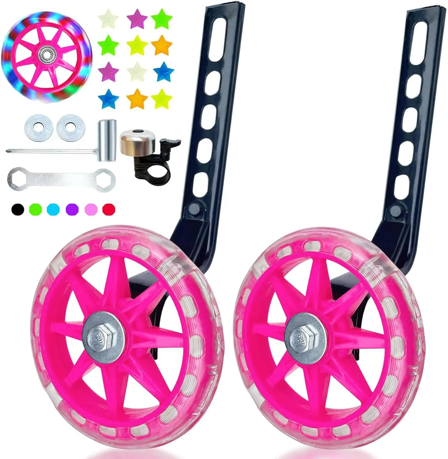 DDJKCZ Training Wheels for Kids Bicycle,Flash Mute Big Wheel Compatible for 12 14 16 18 20 inch Single Speed Bike