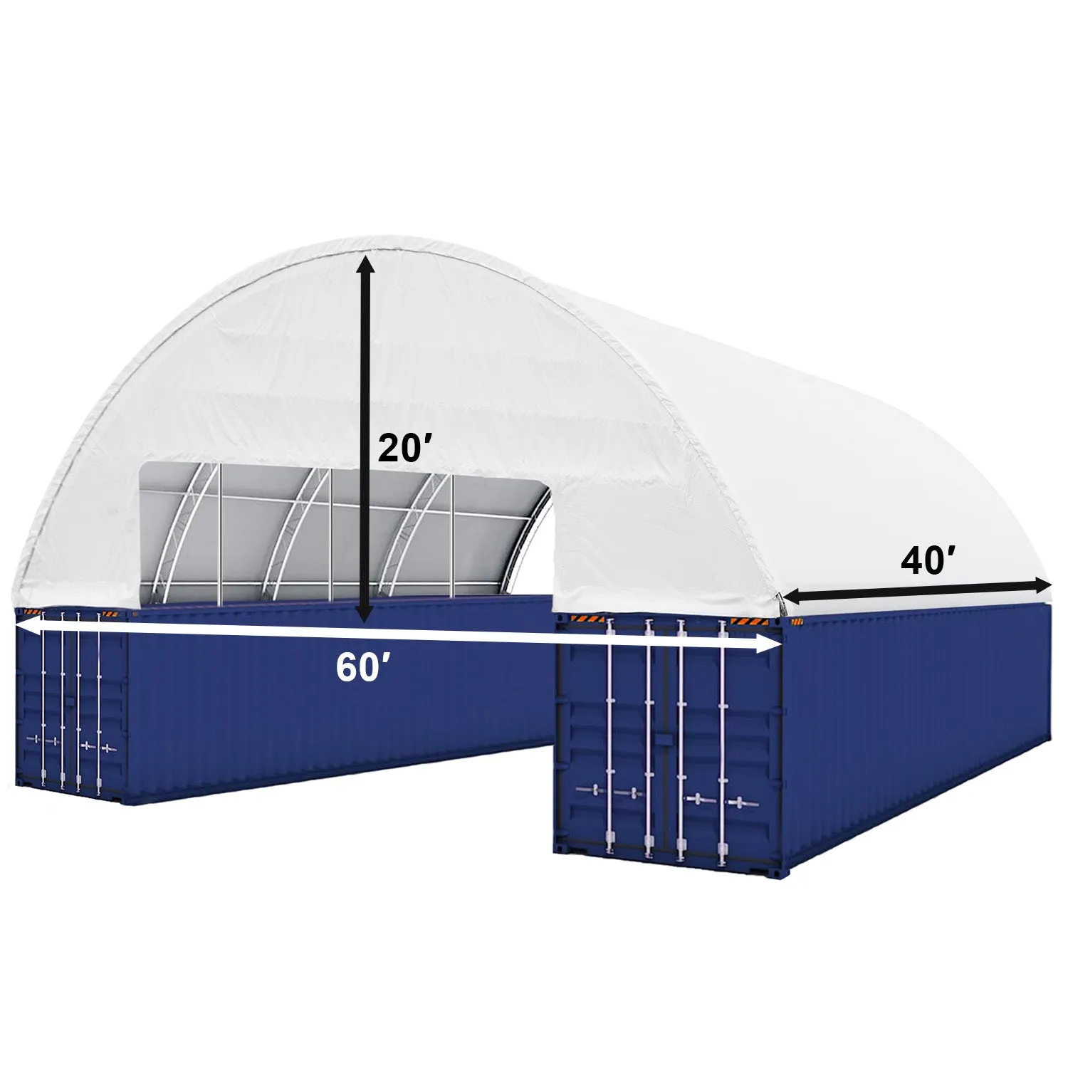 Double Truss Shipping Container Canopy Shelter 60'x40'x20'