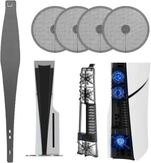 Dust Cover for PS5 Slim, Fan Filter, RGB Light Cooling Fan, Heatsink, Pets Hair Anti-dust Cover Dustproof for PlayStation 5 Slim Optical Drive/Digital Version Accessories Kit