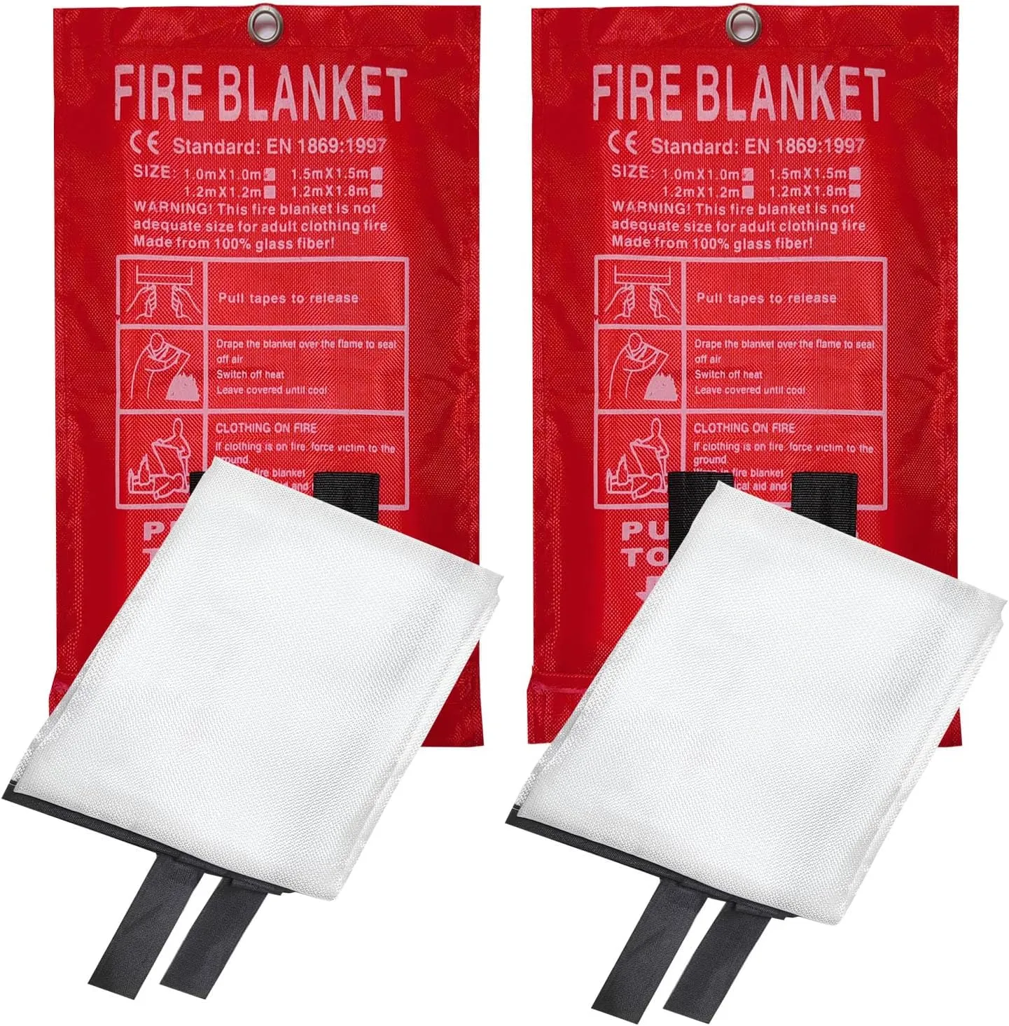 Emergency Fire Blanket Fiberglass Fireproof Blankets - Essential Camping Safety Gear for Home and Kitchen - Protect Your Loved Ones(2 Pack)