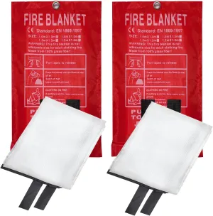 Emergency Fire Blanket Fiberglass Fireproof Blankets - Essential Camping Safety Gear for Home and Kitchen - Protect Your Loved Ones(2 Pack)