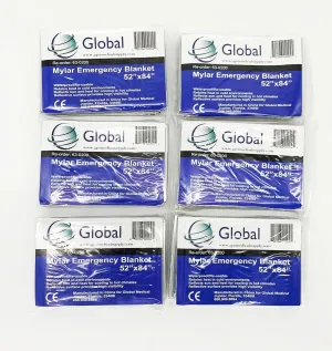 Emergency Mylar Thermal Blankets - 6 Pack | Survival Space Fire Blankets for Outdoor Adventures, Marathons, First Aid | Waterproof & Windproof | Ideal for Camping & Hiking
