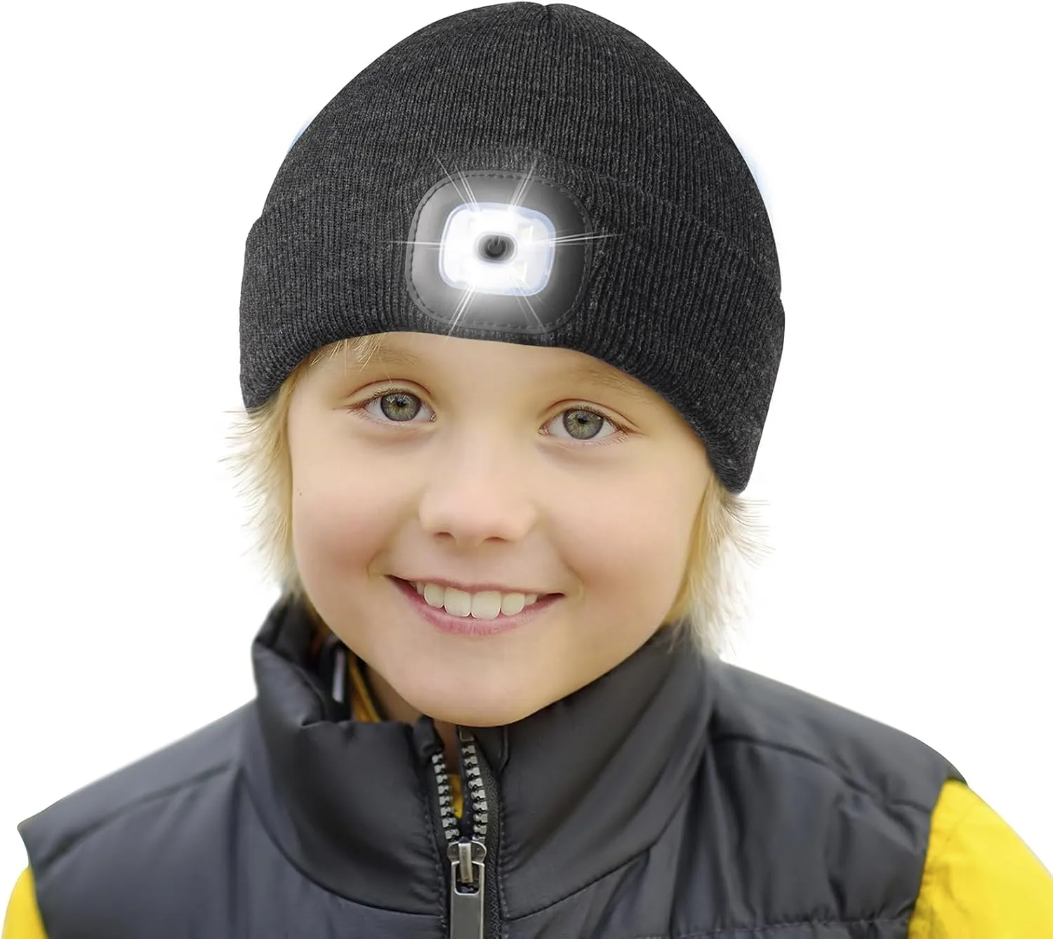 Etsfmoa Unisex Beanie with The Light,Gifts for Kids Boys and Girls Children USB Rechargeable Headlamp The Cap