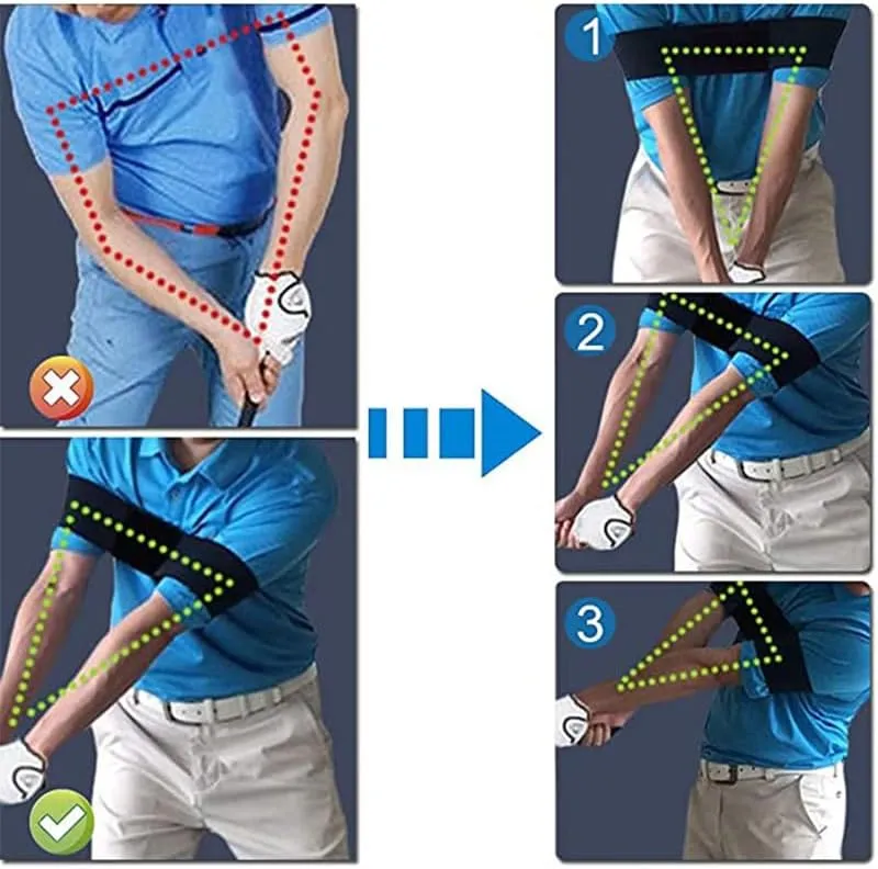 Golf Swing Arm Band - Elastic Nylon Golf Training Aid Band - Swing Correcting Posture Motion Fixer Power Band - Swing Correcting Trainer Band for Golfers