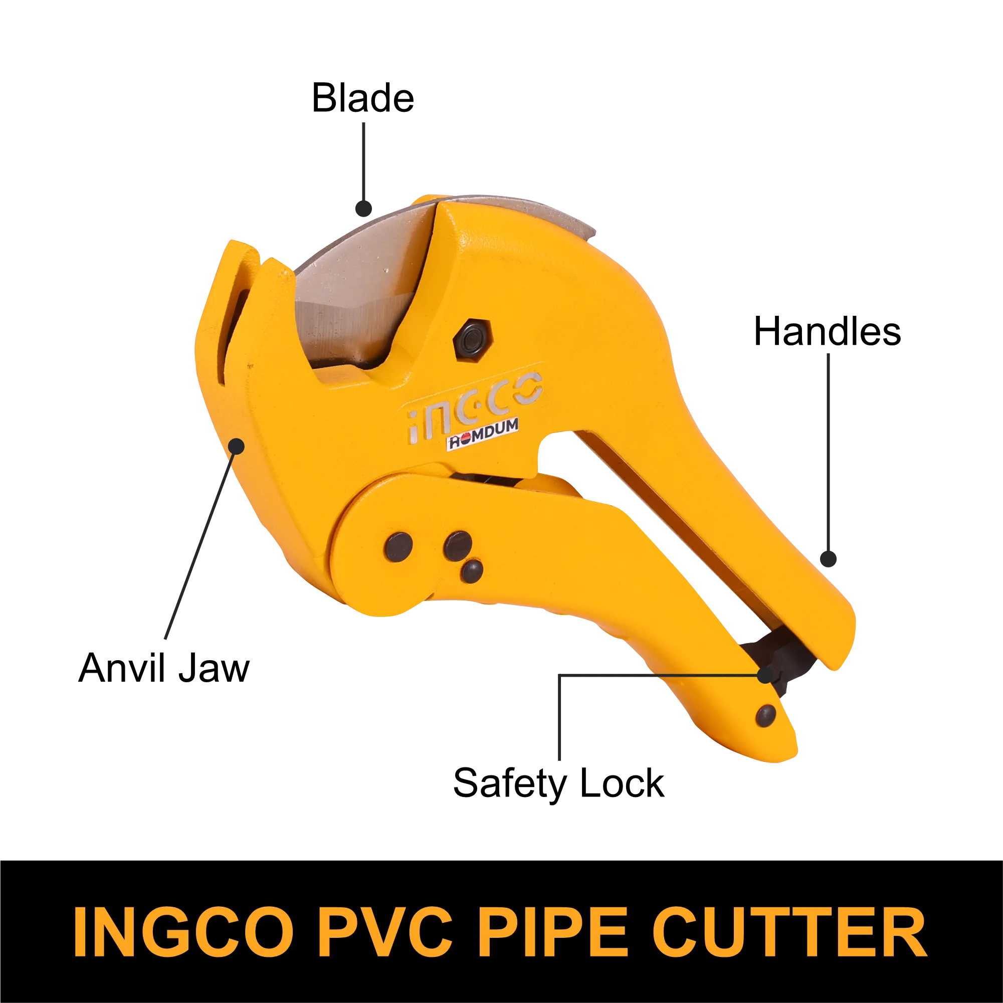 Homdum Pvc Pipe cutter high quality bade 3-42mm HPC0442 INGCO Heavy Duty Ratchet Handheld Hose Tube Cutting Tool for cpvc and ppr pipe plier length 193 mm