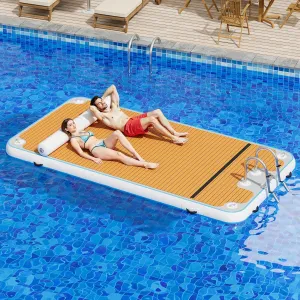 Inflatable Floating Dock, Non-Slip EVA Air Dock Platform loating Island Raft with Rope Ladder for Pool Lake Beach Ocean