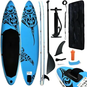 Inflatable Stand Up Paddleboard Set with Oar and Accessories, 144.1" x 29.9" x 5.9", Blue