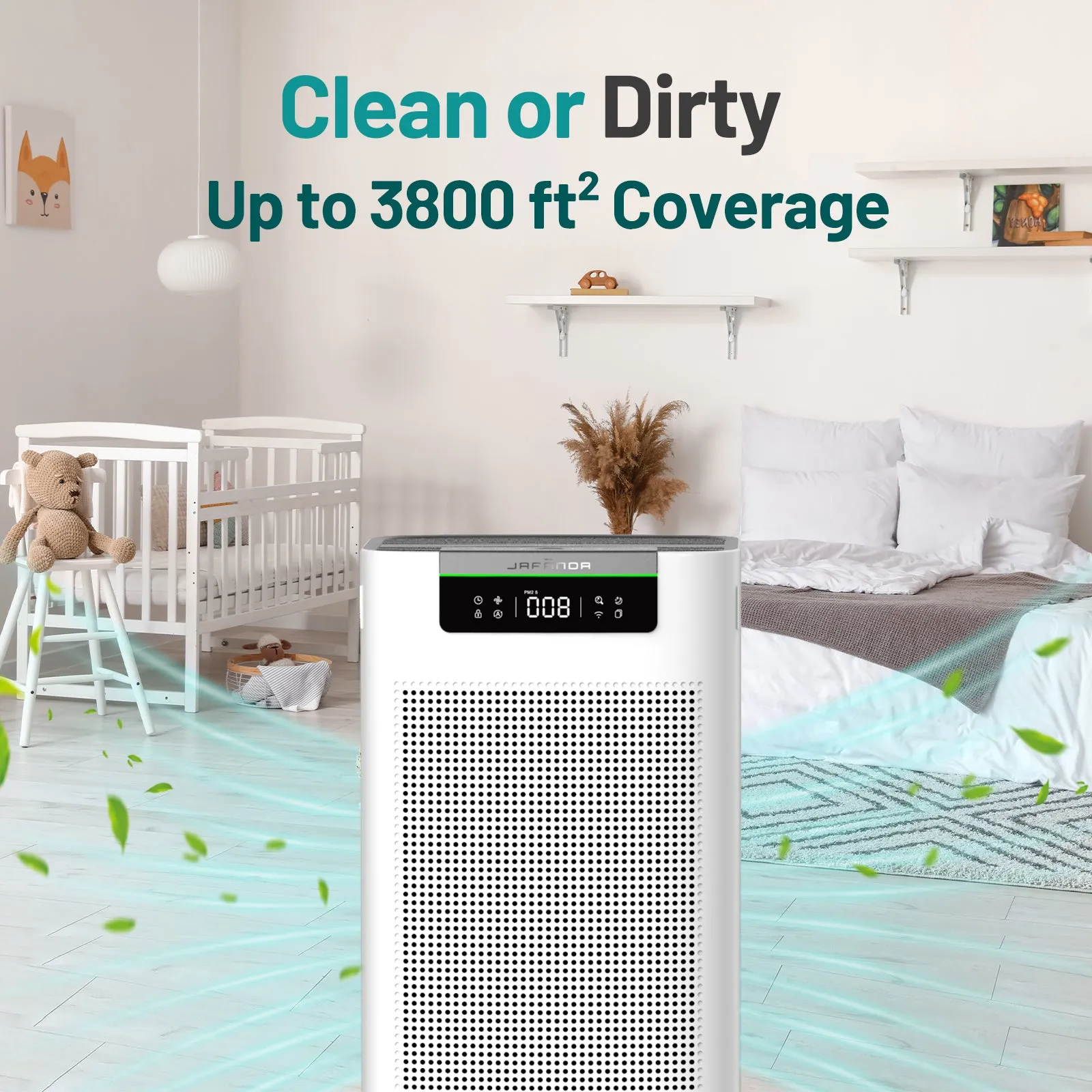 Jafanda air purifier JF888  for Large Rooms (3800 sq ft) - Jafanda air purifier review - cadr air purifier-Removes 99.97% of Dust, Pollen, Smoke, Pet Dander, Odors, and VOCs - With H13 True HEPA Filters, Activated Carbon, APP & Alexa Control