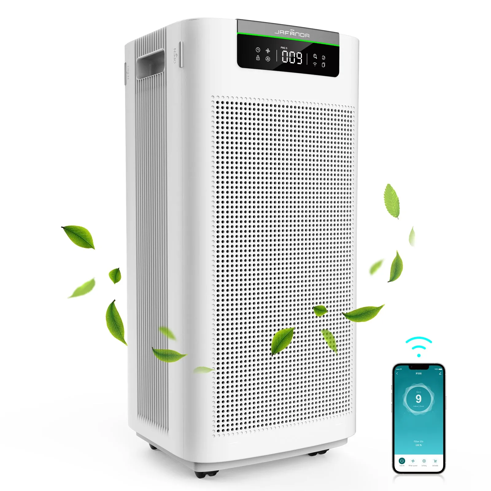 Jafanda air purifier JF888  for Large Rooms (3800 sq ft) - Jafanda air purifier review - cadr air purifier-Removes 99.97% of Dust, Pollen, Smoke, Pet Dander, Odors, and VOCs - With H13 True HEPA Filters, Activated Carbon, APP & Alexa Control
