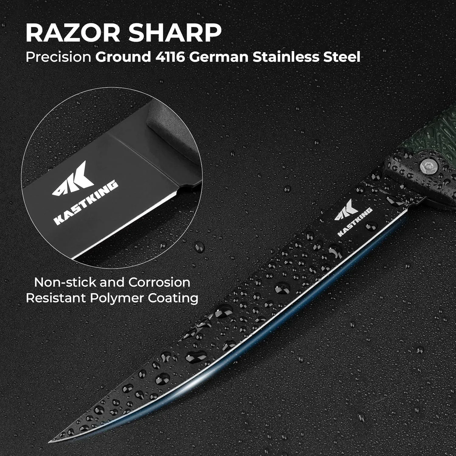 KastKing Folding Fillet/Fishing/Camping/Hunting Knife, Razor Sharp G4116 German Stainless-Steel Blade, Non-Slip Handles, 13  inch overall Length, only 7  inch folded, Includes Sheath