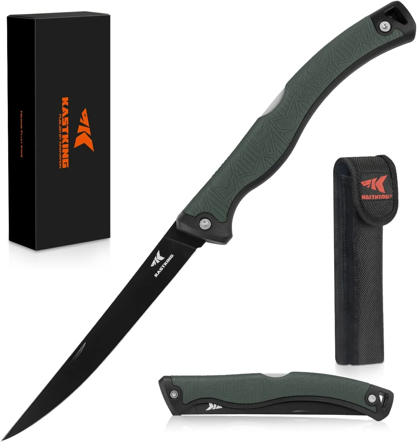 KastKing Folding Fillet/Fishing/Camping/Hunting Knife, Razor Sharp G4116 German Stainless-Steel Blade, Non-Slip Handles, 13  inch overall Length, only 7  inch folded, Includes Sheath