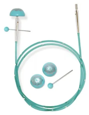 Knitter's Pride 'The Mindful Collection' Teal Nylon Coated Stainless Steel Cords with Silver Connectors