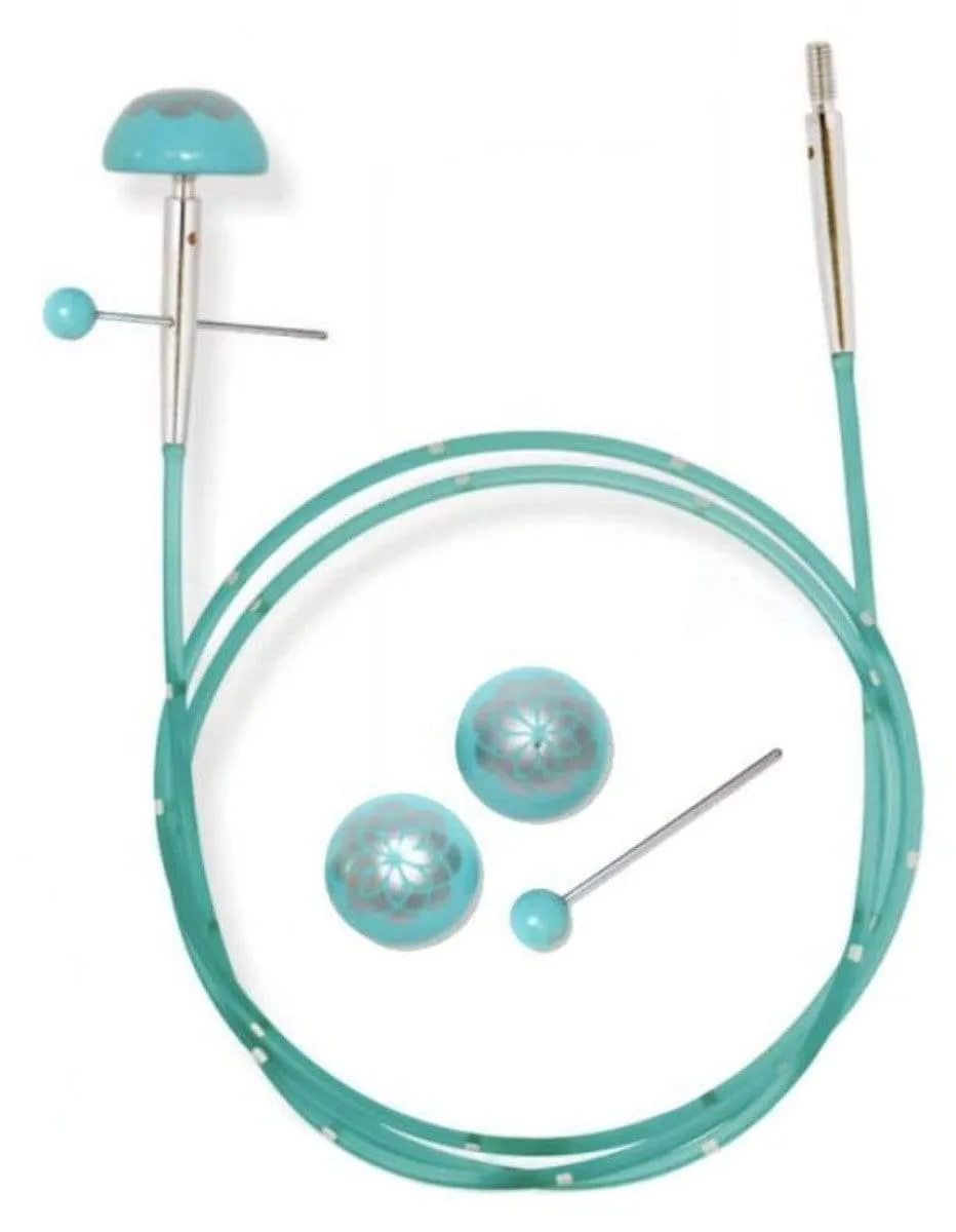 Knitter's Pride 'The Mindful Collection' Teal Nylon Coated Stainless Steel Cords with Silver Connectors