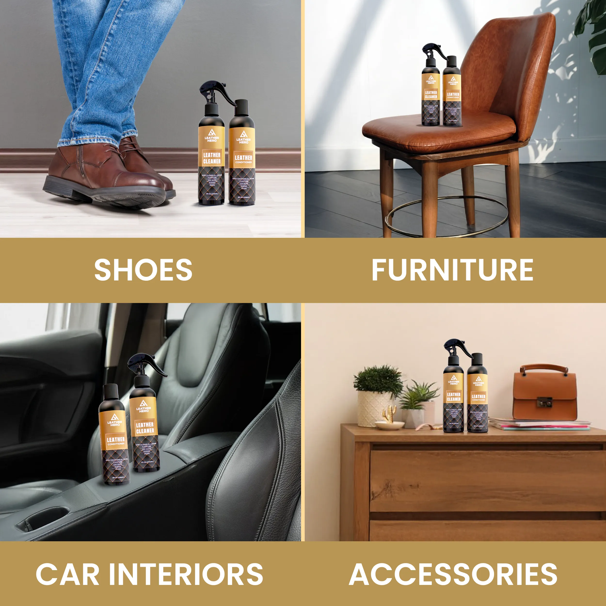 Leather Hero Complete Leather Care Kit with Cleaner and Conditioner
