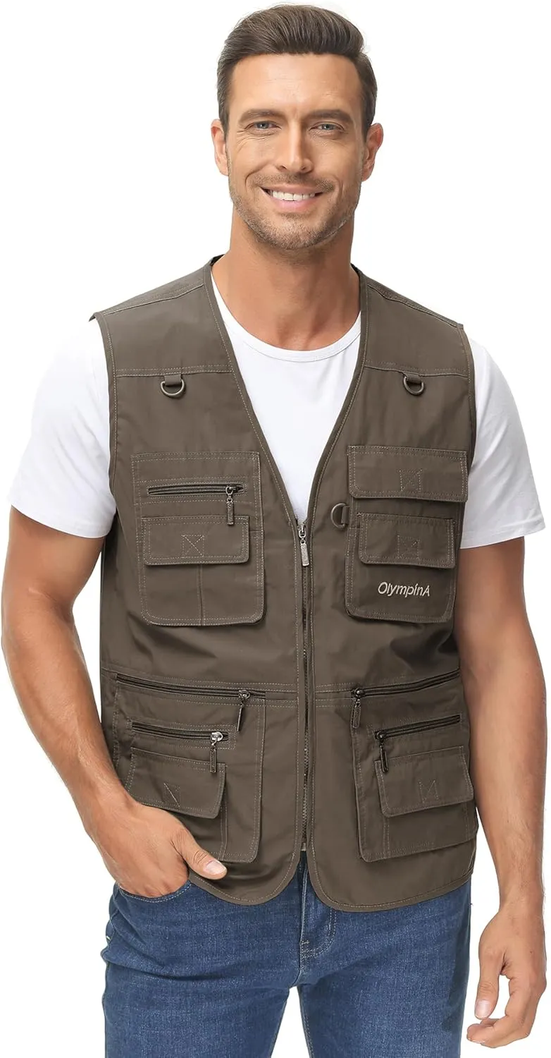 Lentta Men's Fishing Vest Summer Outdoor Lightweight Work Photo Vest 16 Pockets