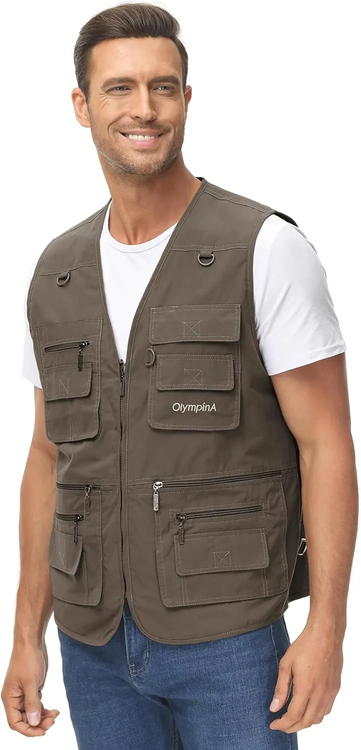 Lentta Men's Fishing Vest Summer Outdoor Lightweight Work Photo Vest 16 Pockets