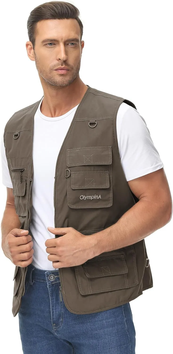 Lentta Men's Fishing Vest Summer Outdoor Lightweight Work Photo Vest 16 Pockets