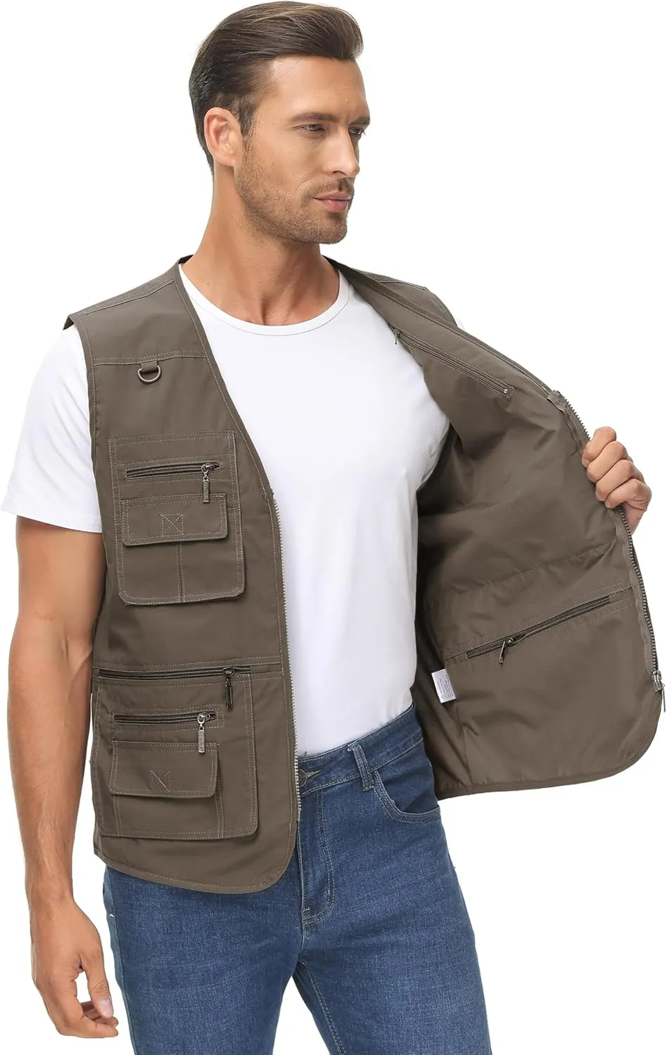 Lentta Men's Fishing Vest Summer Outdoor Lightweight Work Photo Vest 16 Pockets