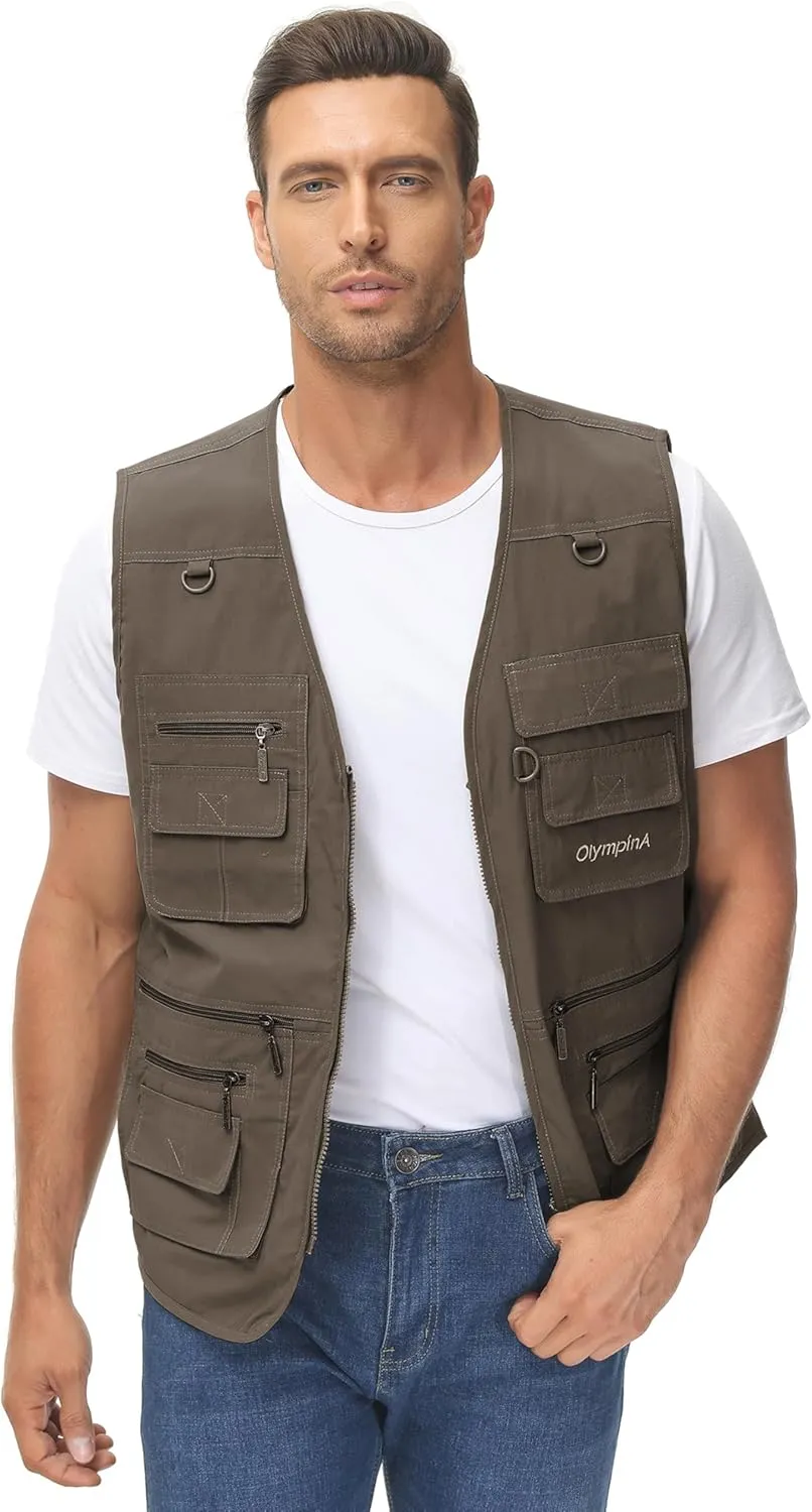 Lentta Men's Fishing Vest Summer Outdoor Lightweight Work Photo Vest 16 Pockets