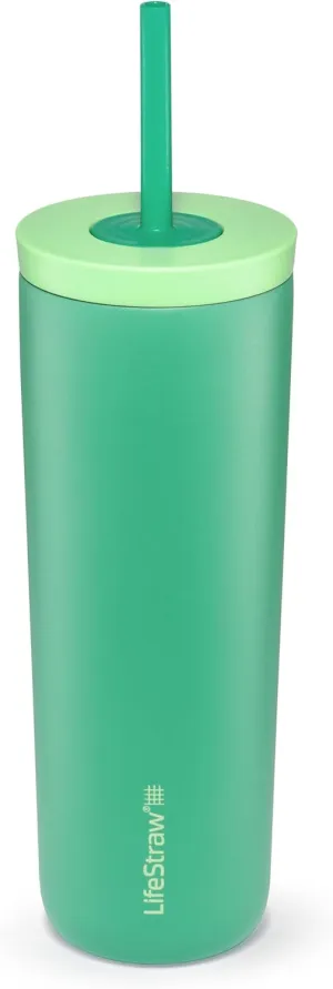 LifeStraw Go Series Tumbler  Double Wall Insulated Stainless Steel Water Filter, Cactus Green, Designed for Everyday Use, Removes Bacteria, Parasites, Microplastics, and Improves Taste