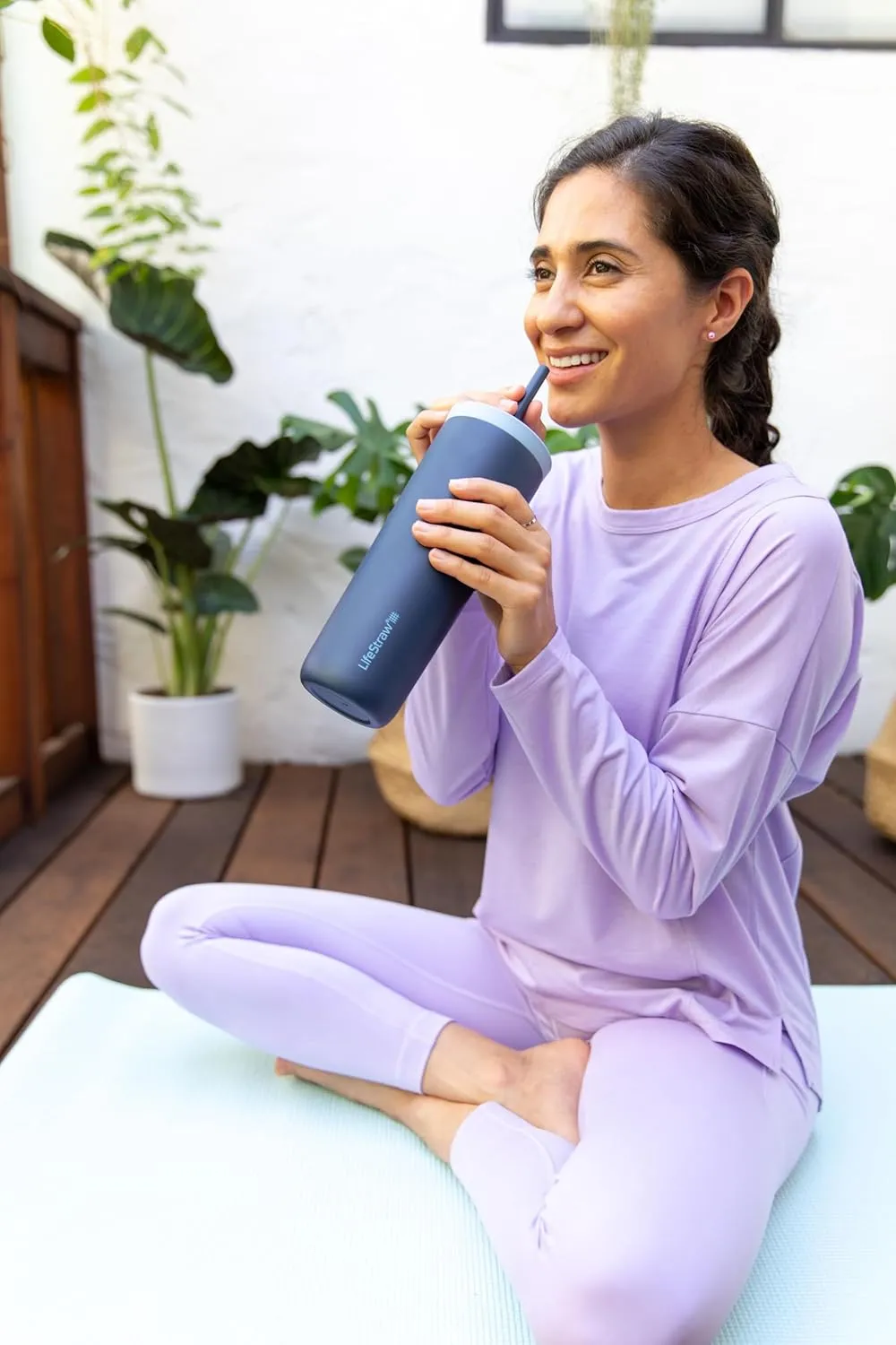 LifeStraw Go Series Tumbler  Double Wall Insulated Stainless Steel Water Filter, Cactus Green, Designed for Everyday Use, Removes Bacteria, Parasites, Microplastics, and Improves Taste