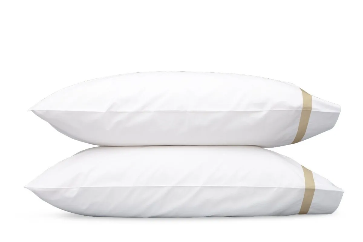 Lowell Champagne on White Bedding by Matouk