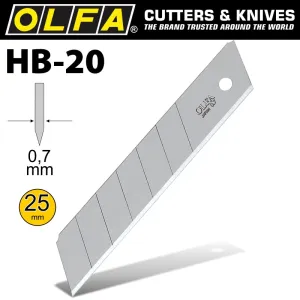 OLFA OLFA BLADES FOR H1 AND XH1 KNIFE 20 PER PACK 25MM BLA HB-20