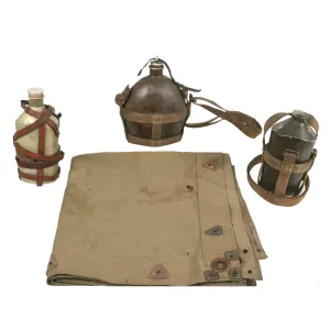 Original Japanese WWII Lot of 3 Canteens & Model B Shelter Half
