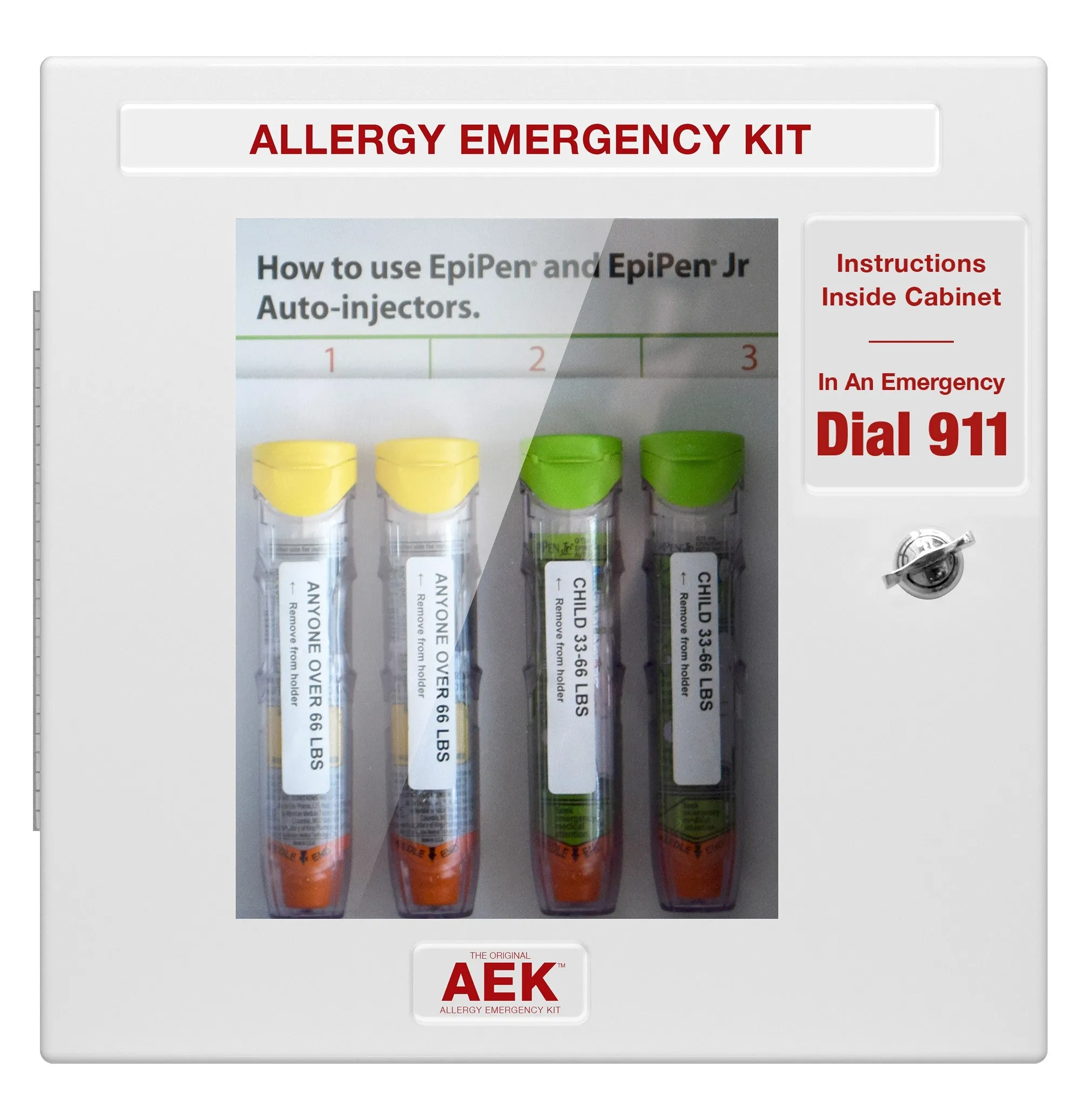 Public Access Allergy Emergency Epinephrine Cabinet (Non-Locking, No Alarm)