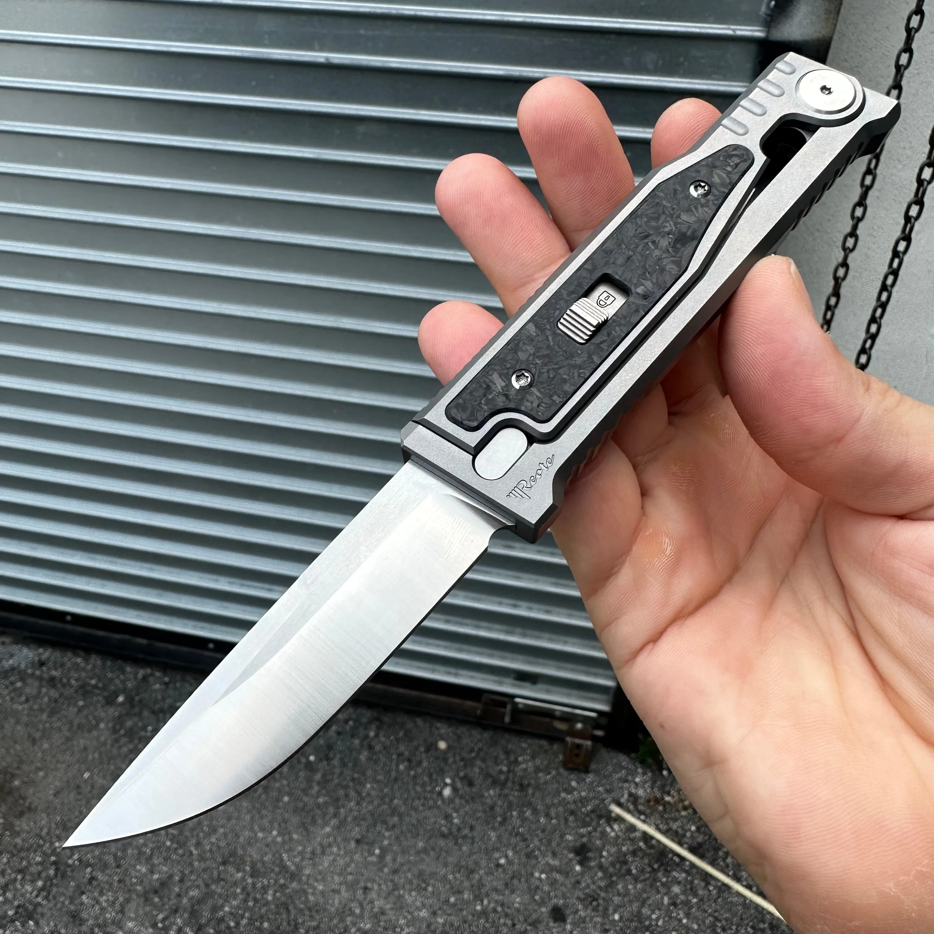 Reate EXO-M Gravity Drop Knife - Titanium/Marble Carbon Fiber