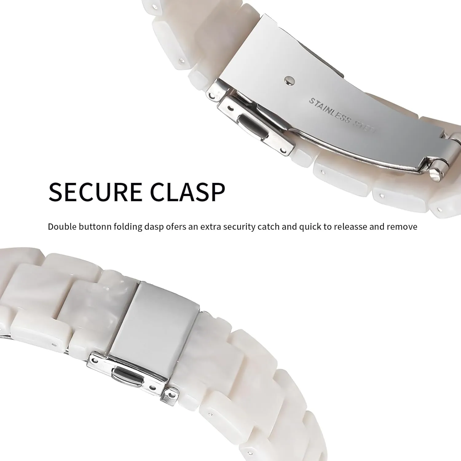 Resin Band Compatible with Fitbit Charge 6/ Fitbit Charge 5, Waterproof & Lightweight Bracelet Wristband Replacement with Stainless Steel Buckle, Fashion Strap for Fitness Tracker Women
