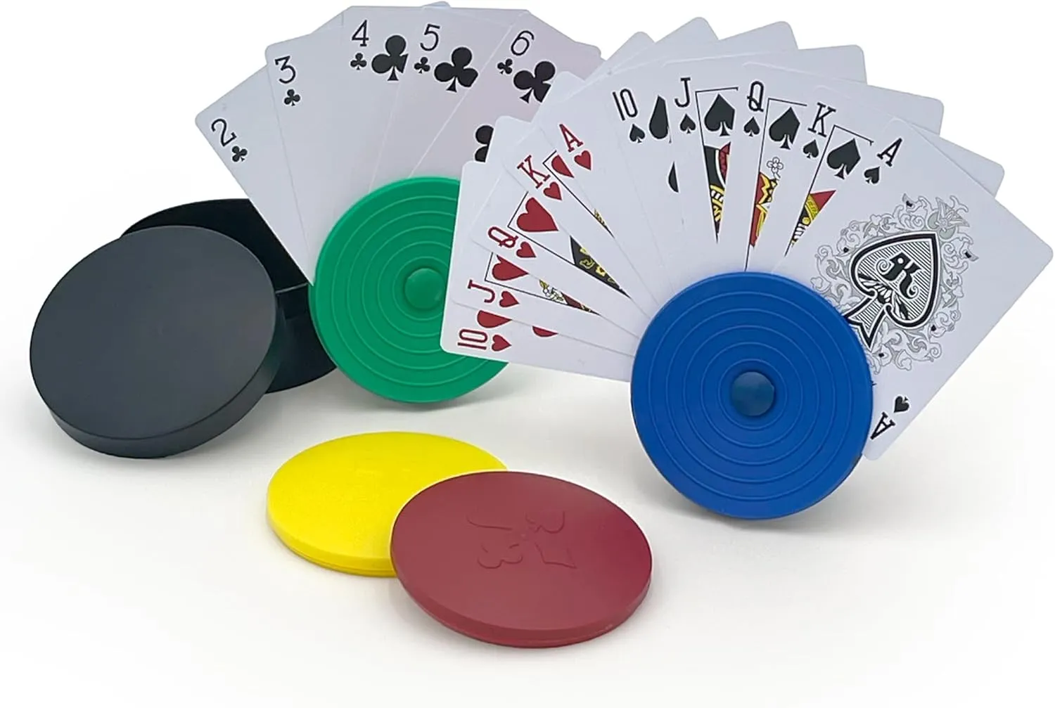 Round Card Holders with Case in Red, Yellow, Green & Blue, Multi
