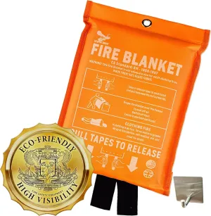 Supa Ant Emergency Fire Blanket for Home and Kitchen - 1 Pack 1500F High Visibility (Glow in The Dark) Smother Kitchen Fire Blanket - CE Certified Hero Fire Blankets Emergency for Home (71in)