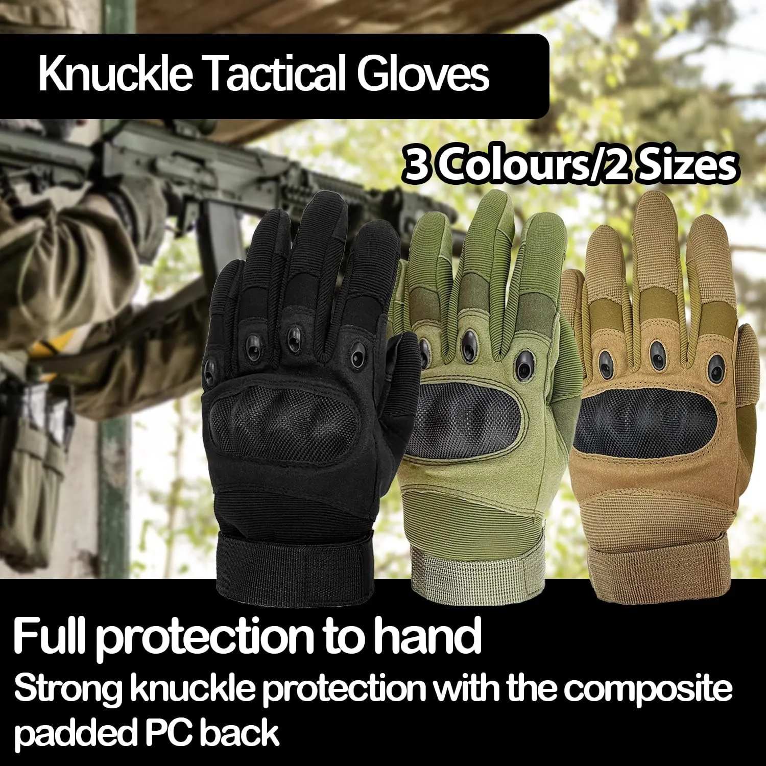 Sutekus Tactical Gloves Hard Knuckle Gloves with Touchscreen Fingers Hand Gear for Hiking, Camping, Hunting, Combat, Shooting, Cycling, Motorcycle
