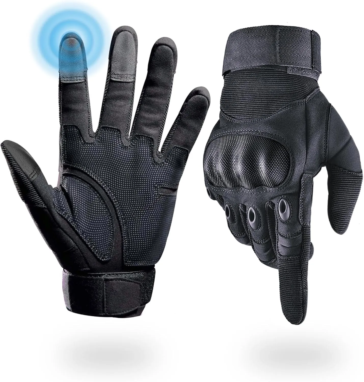 Tactical Gloves for Men, Shooting & Motorcycle Gloves with Hard Shell Knuckle Protection & Leather Palm for Airsoft Motorcycle Cycling Paintball Sports Climbing Training Hunting