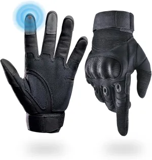 Tactical Gloves for Men, Shooting & Motorcycle Gloves with Hard Shell Knuckle Protection & Leather Palm for Airsoft Motorcycle Cycling Paintball Sports Climbing Training Hunting