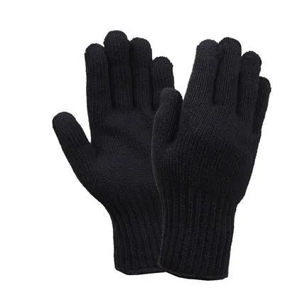Tactical Wool Glove Liners, Unstamped - Black -S.  ( 5 per pack)