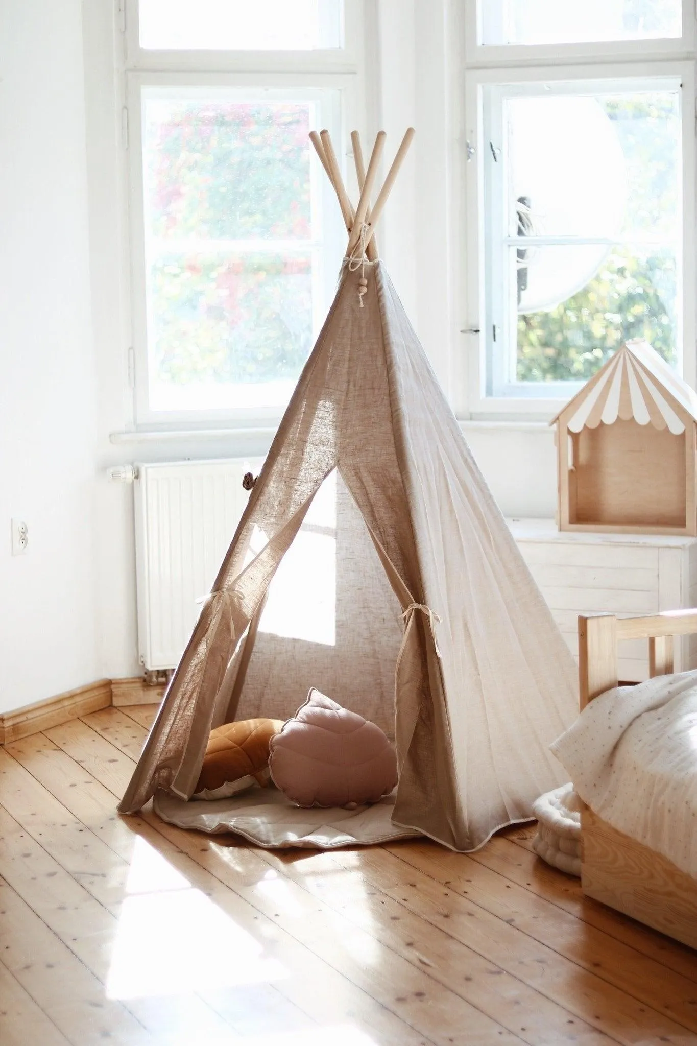 Tipi-Zelt "Naturleinen" - Natürlicher Rückzugsort für Dein Kind